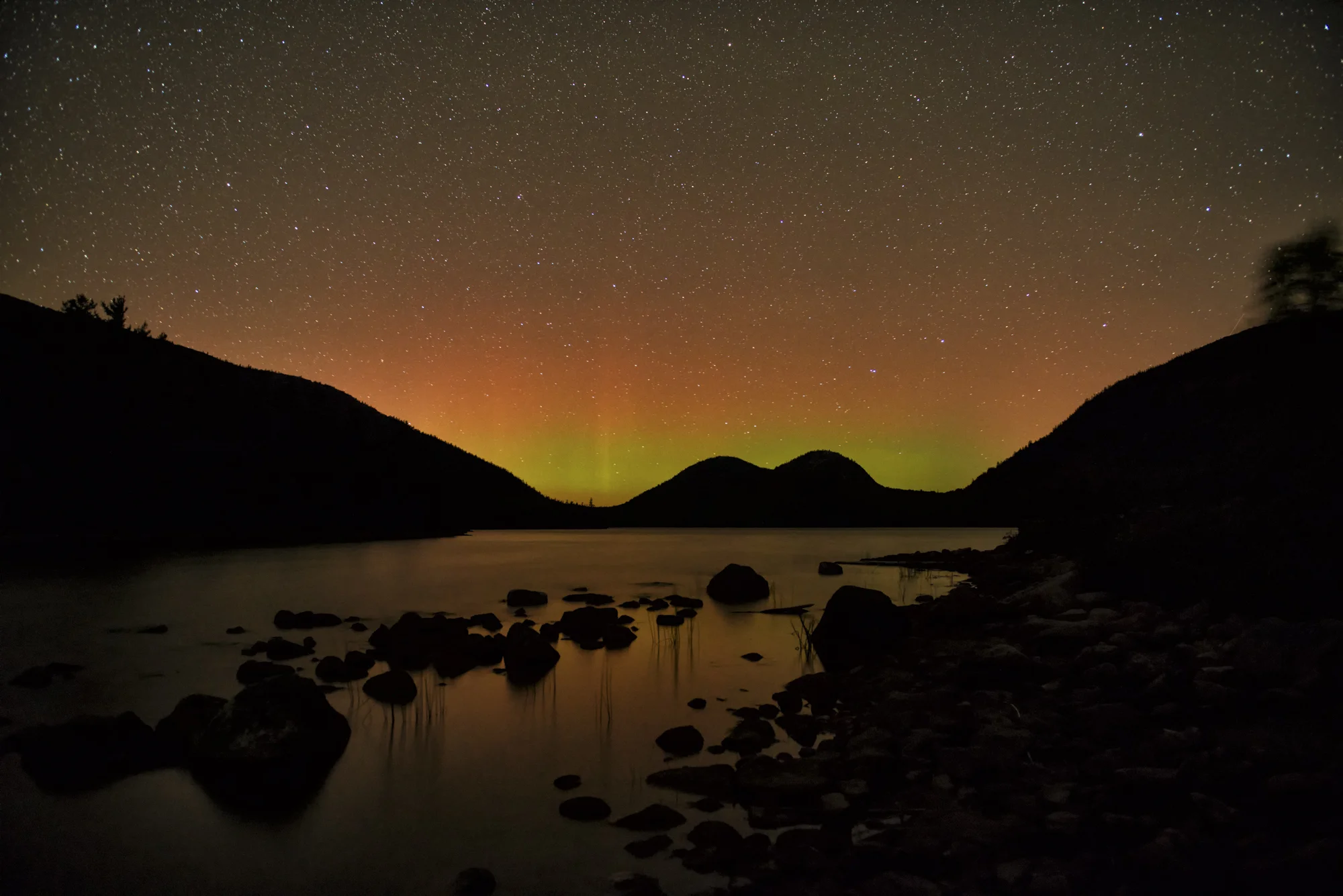 Aurora At Jordan Pond, Acadia National Park, Maine