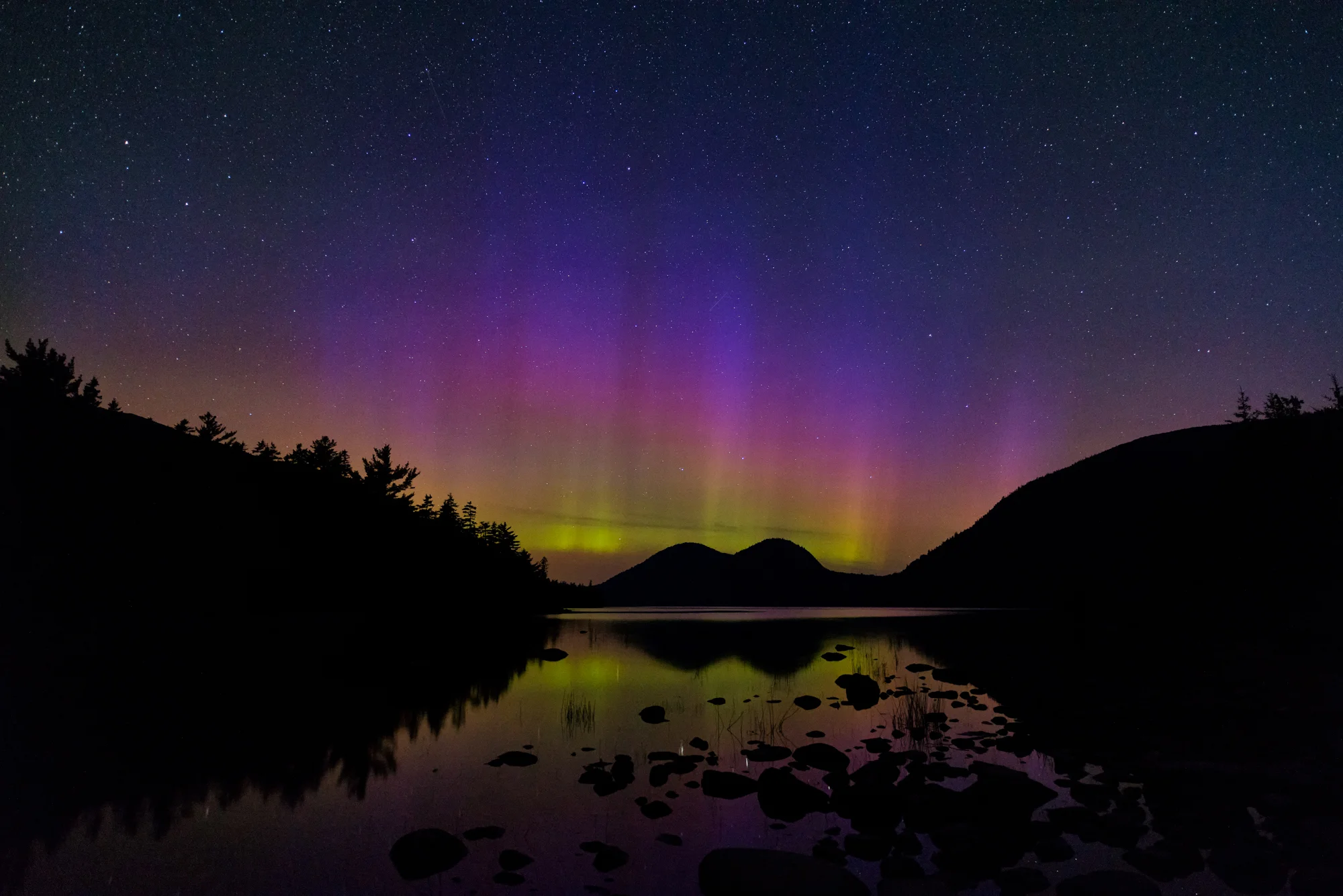 Summer Aurora, Jordan Pond, Acadia National Park, Maine