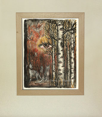 The Watchers | Mixed Media Watercolor, Colored Pencil | Tree T