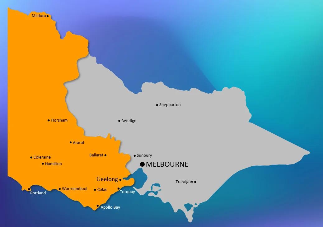 The Victoria West region we manage (in orange). Click the image to enlarge.