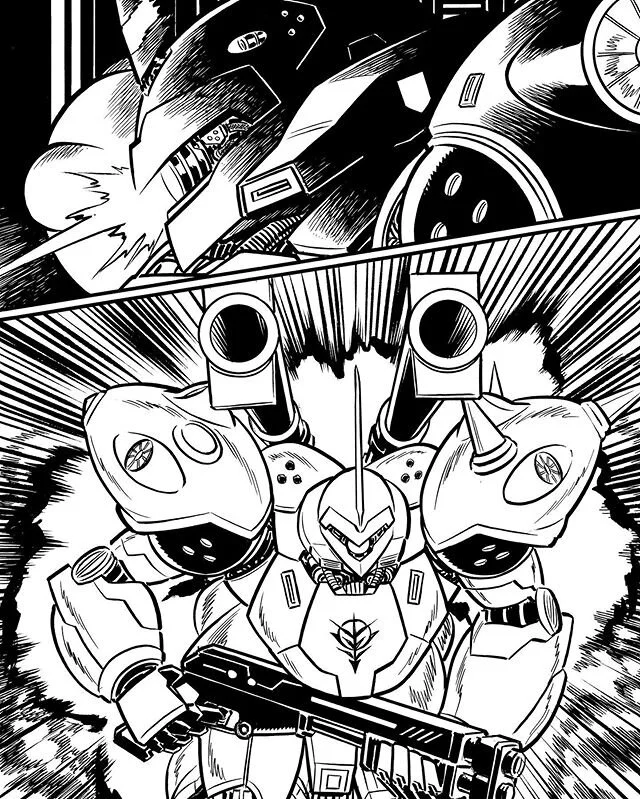 Kampfer from MOBILE SUIT GUNDAM: 0080 WAR IN THE POCKET. This is a commission from the batch that I opened up after all of the spring cons got pushed back. 
I&rsquo;m inking most of them on my new @twitch channel (link in bio)! TOOLS
@clipstudioofficial 
@drphmartins BLACK STAR Matte Ink
Raphael 8404 Brush
@zebrapen_usa Fine Brush Pen

#gundam #mobilesuitgundam #zeon #kampfer #mobilesuit #warinthepocket #anime #mech #mecha #fanart #comicart #comicartist #comicbookart #manga #artist #illustration #artistsoninstagram #artistsofinstagram #artistoninstagram #drawing #commission #commissionedart #inking #robot #robots #giantrobot #giantrobots