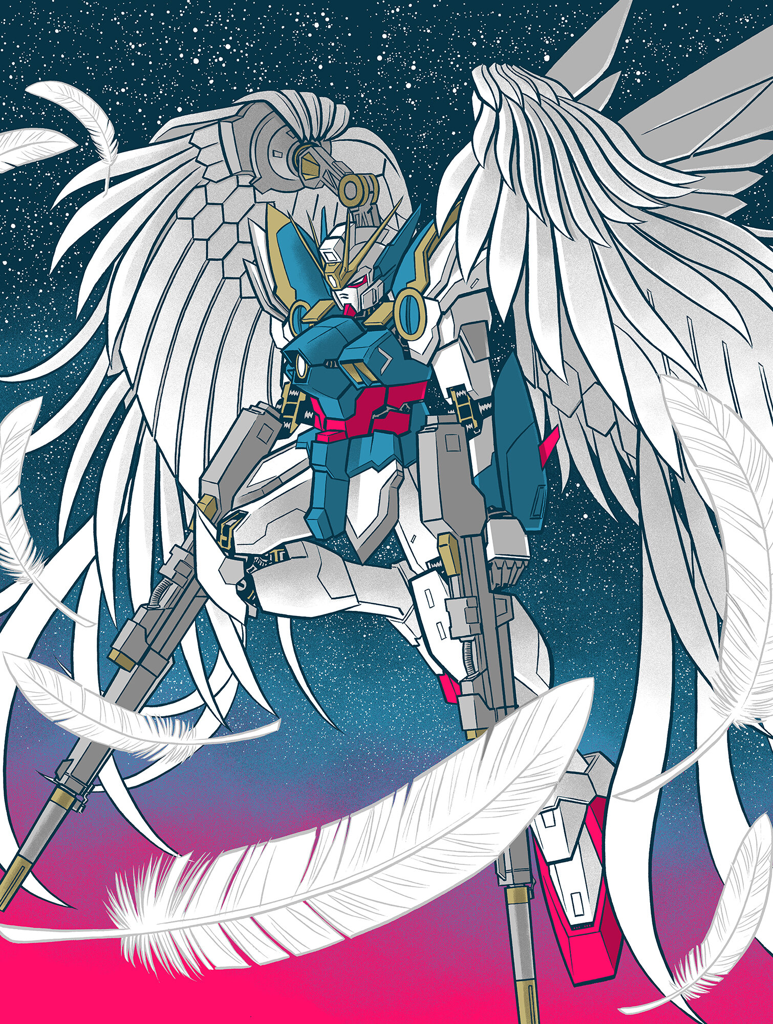 Gundam Wing Zero Screenprint