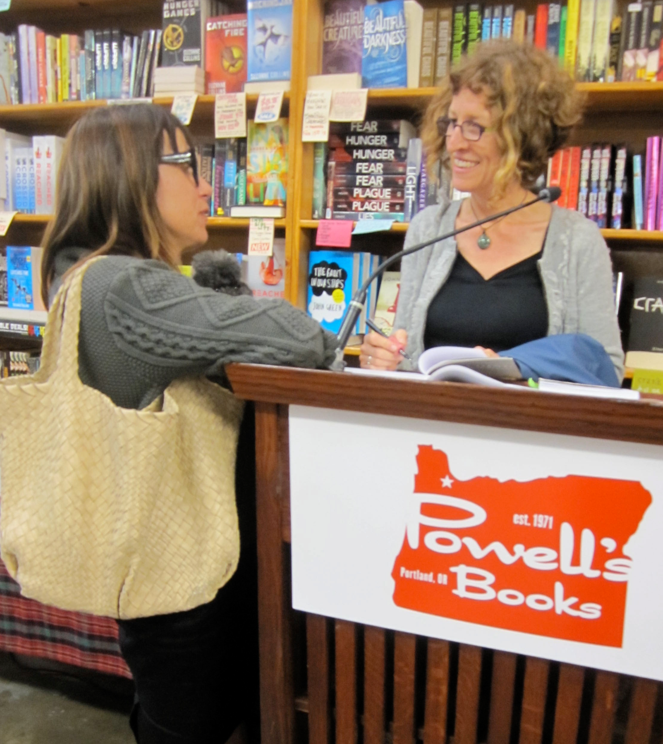 Monica signs copies of Holding Silvan at Powell's Books in Portland, May 2013