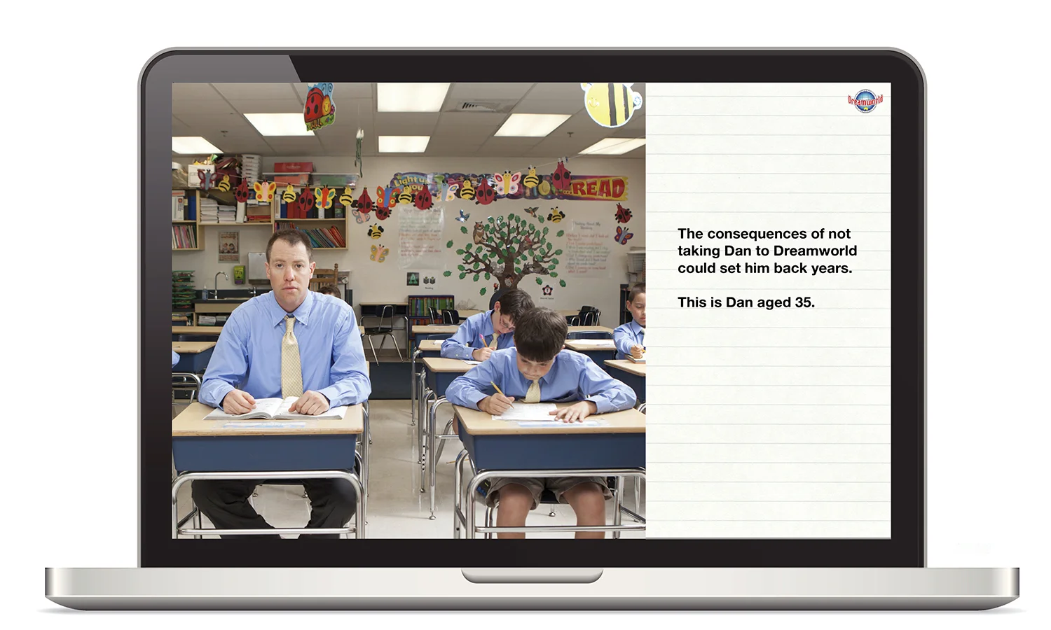 The kids photo could be aged to create a realistic 'old' version of them for this slide.