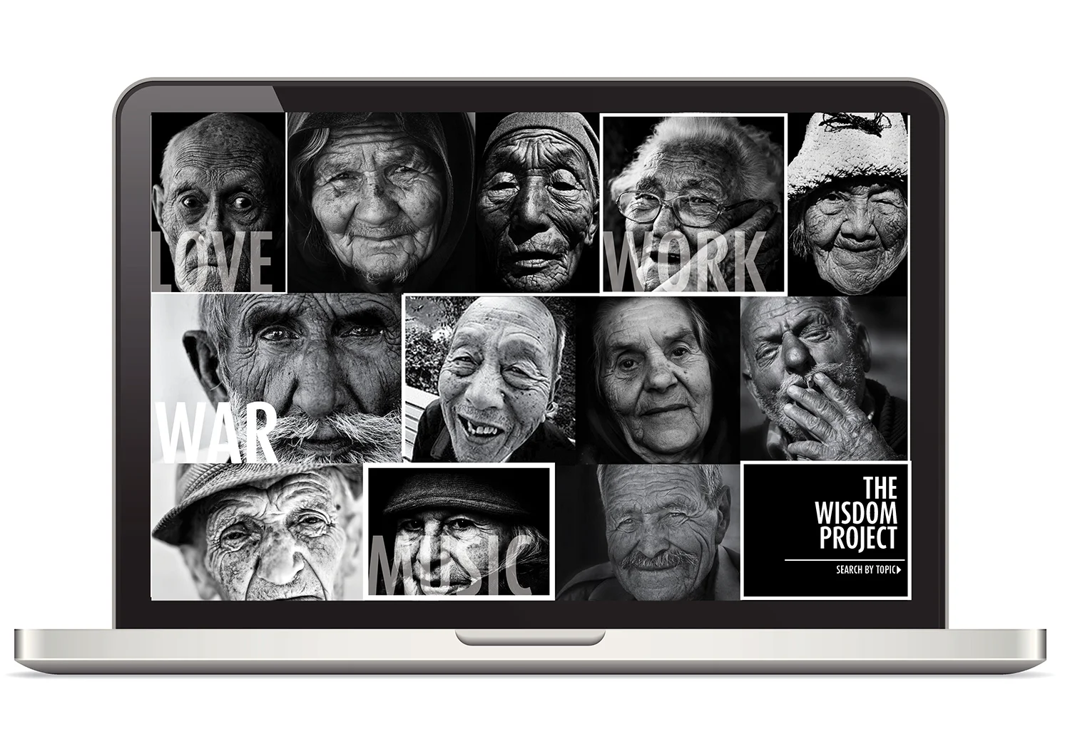 People could search for information on The Wisdom Project by person, topic, date or location.