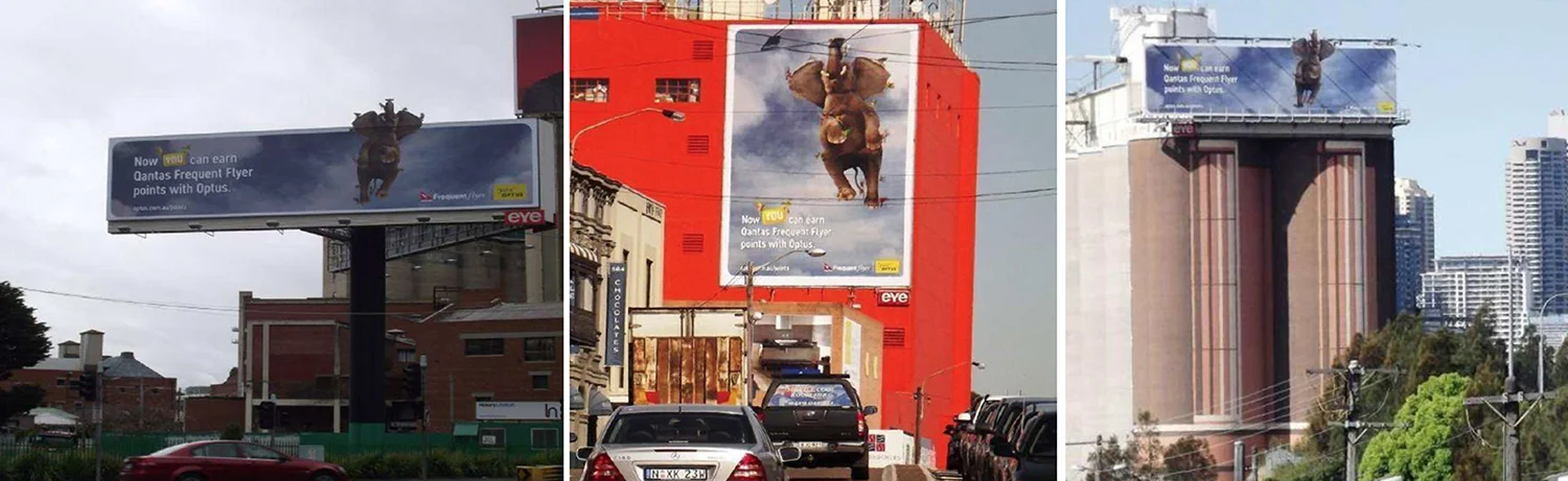The flying elephant was used as a visual device across all media placements including large format outdoor.