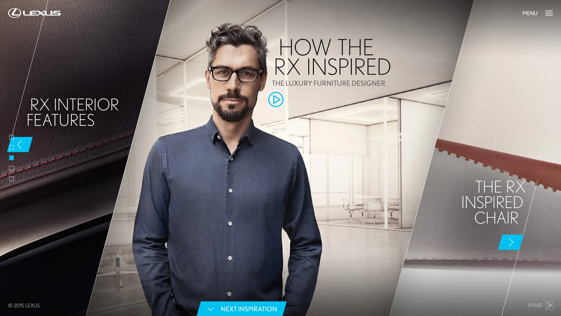 Dutch architect and bespoke furniture designer Camiel Weijenberg created a piece of luxy furniture inspired by the new RX's interior.