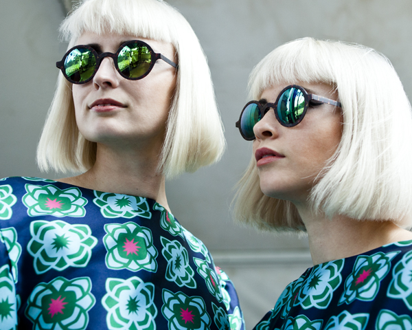 Holly Laessig and Jess Wolfe of Lucius , moments before going on.