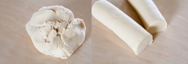 A small bit of kneading just to get it all together and rolled into a log, and you're ready