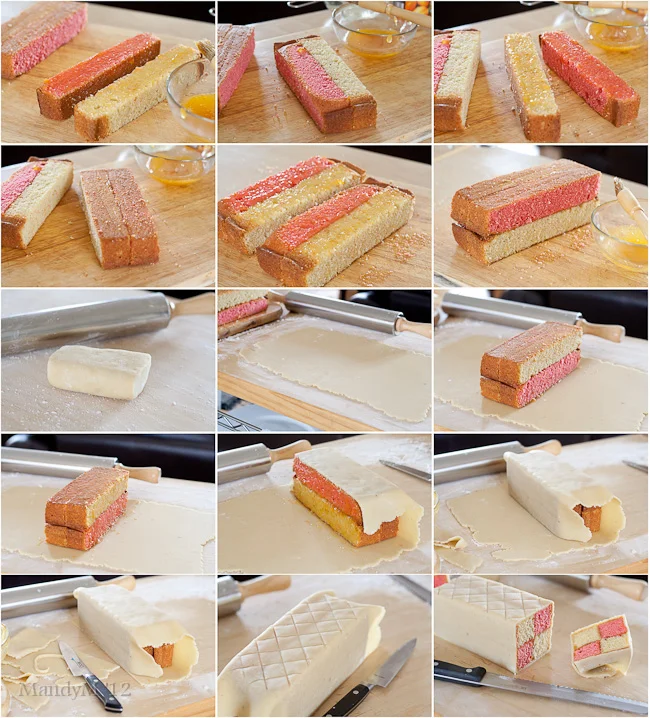 Assembling the Battenberg. A lot of steps but actually quite simple