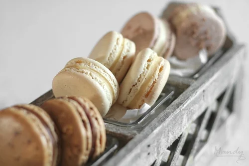 Coffee with Milk Choc Ganache; Almond with Almond White Choc Ganache; Pecan with Maple Buttercream