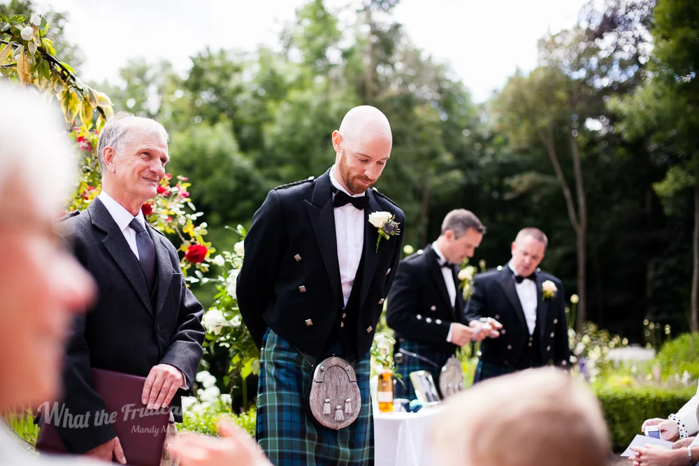 The very dapper groom waiting for Cat's appearance. Nerves!!!