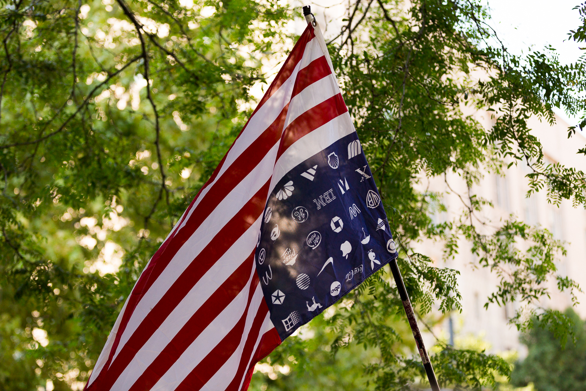 A flag seen at the PEople's Climate march in Seattle, WA on September 21, 2014. 