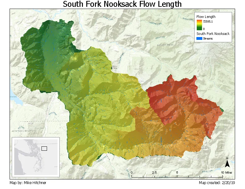 Flow Length Flow length helps to breakdown the watershed into subsections based on total flow distance from the headwaters of each stream to the outlet.