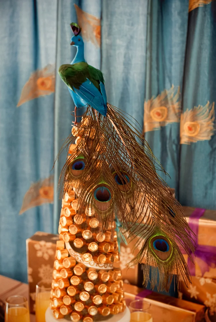 Birds of a Feather: Peacock & Gold Golden Glam Retro 20's Holiday Dessert Table