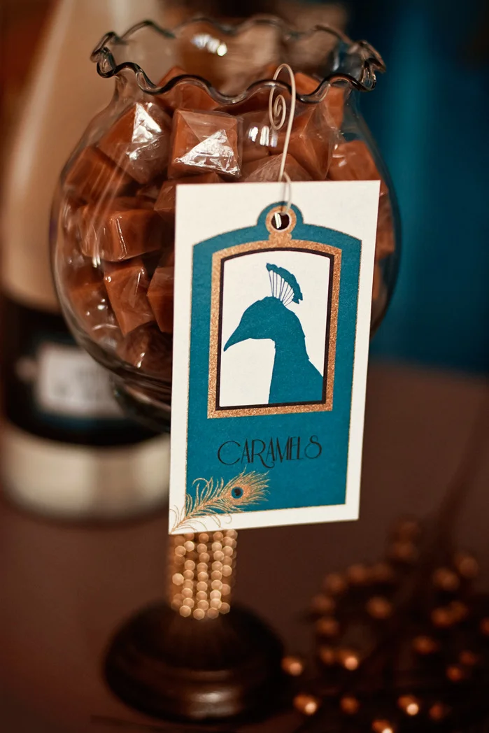 Birds of a Feather: Peacock & Gold Golden Glam Retro 20's Holiday Dessert Table