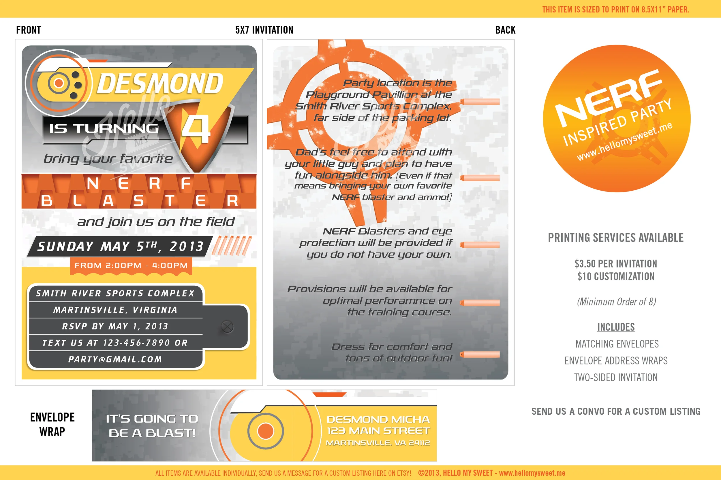 Nerf Birthday Party - Printable Invitation