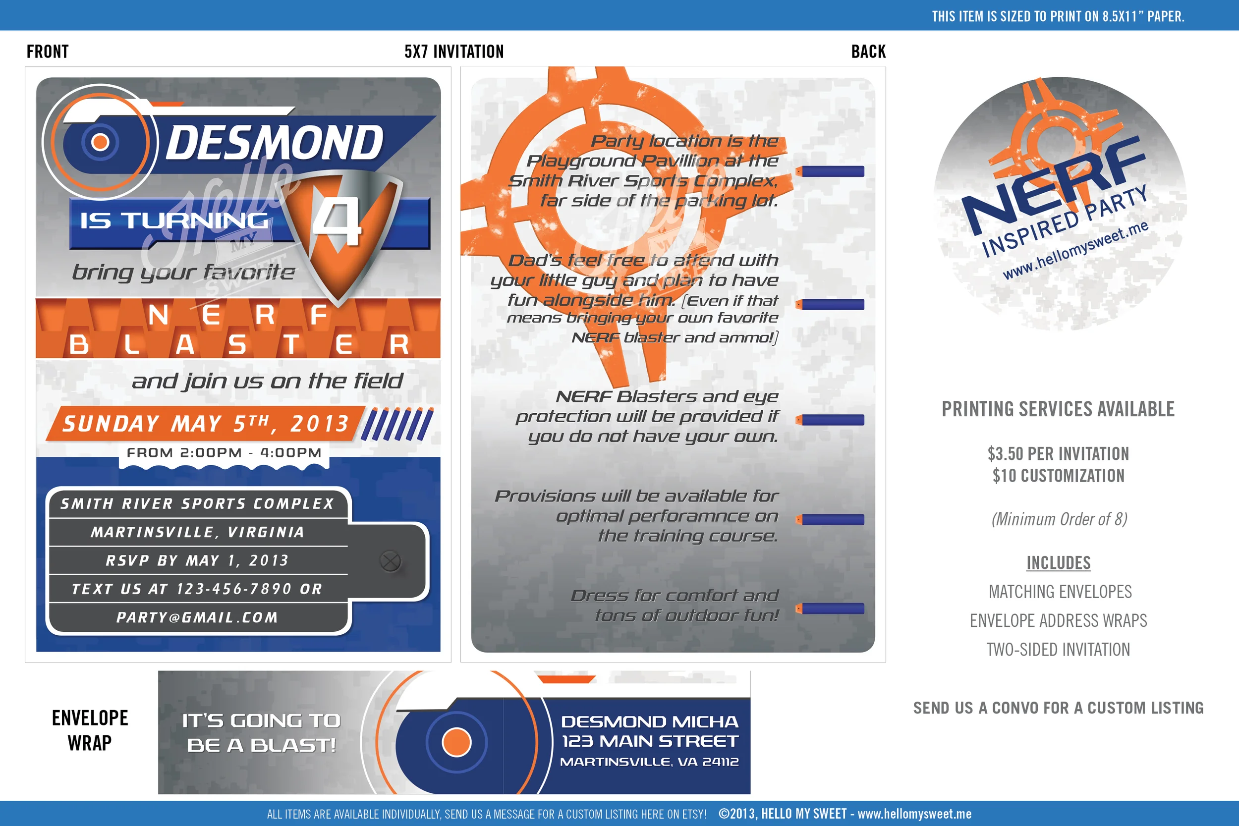 Nerf Birthday Party - Printable Invitations