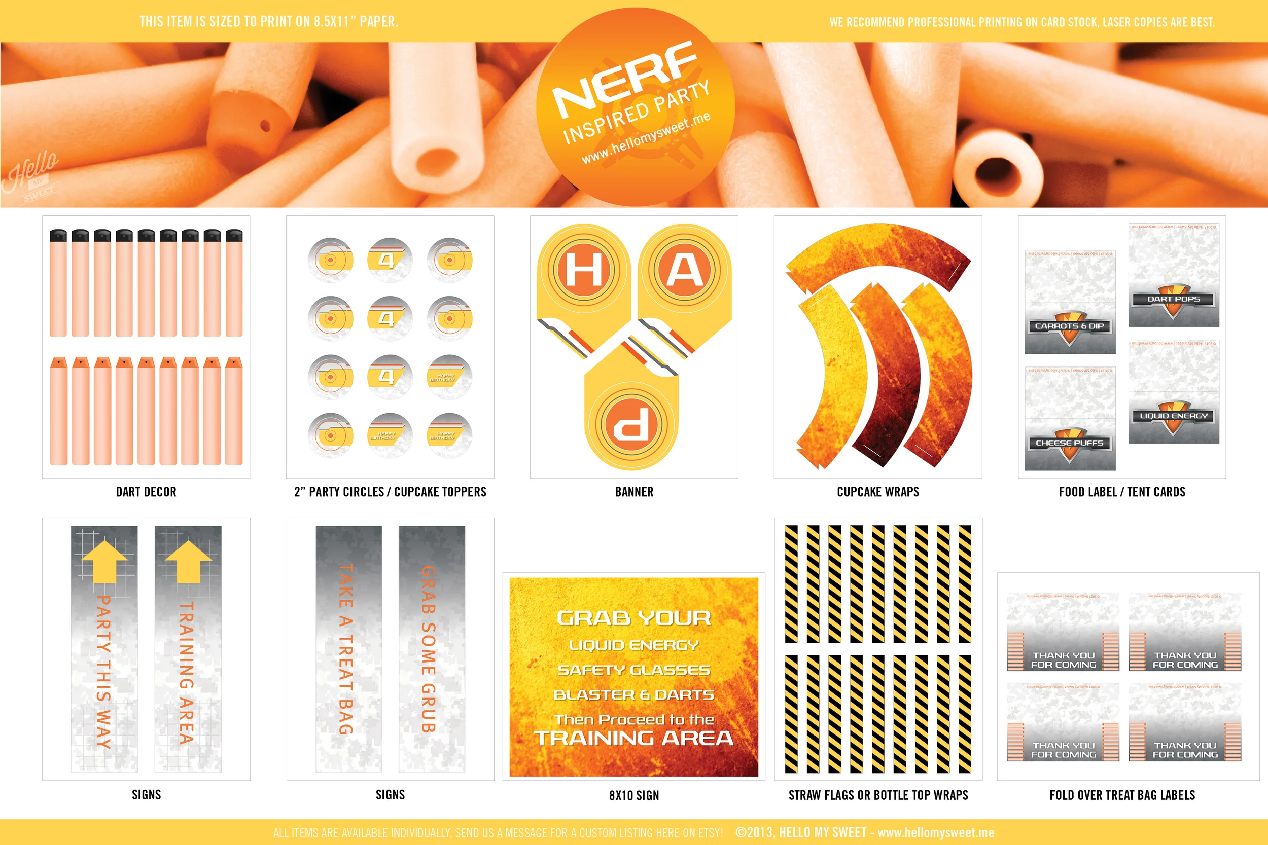 Nerf Birthday Party - Printable Decoration Set