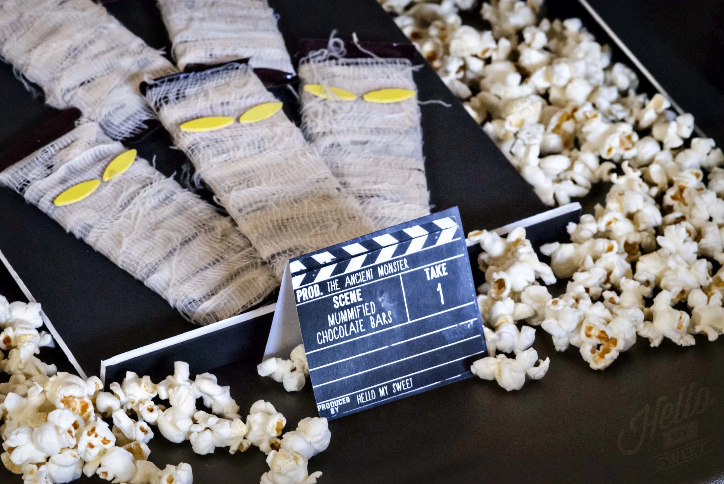 Vintage Horror Movie Party, Mummified Chocolate Bars.