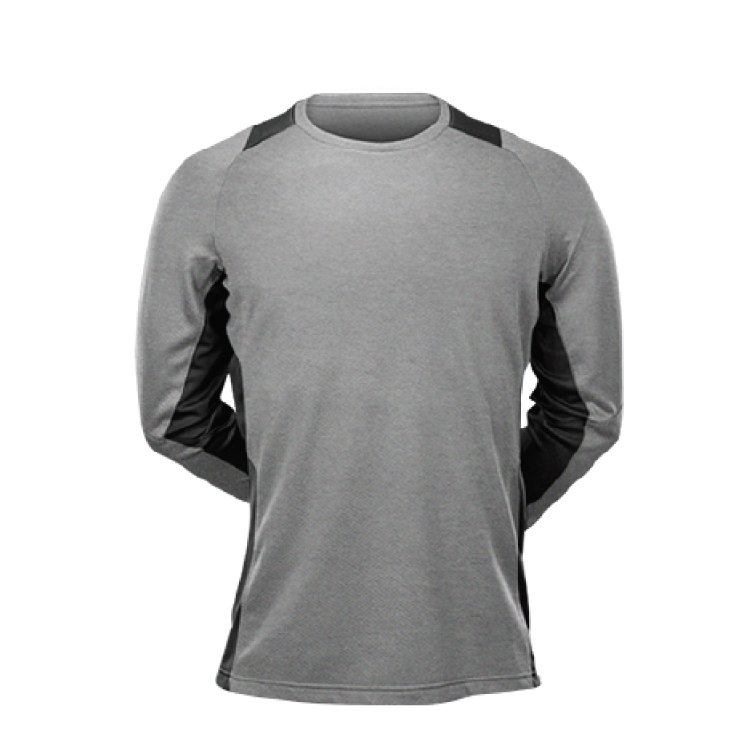 Fan Cloth Color Block Long Sleeve Performance Tee Black
