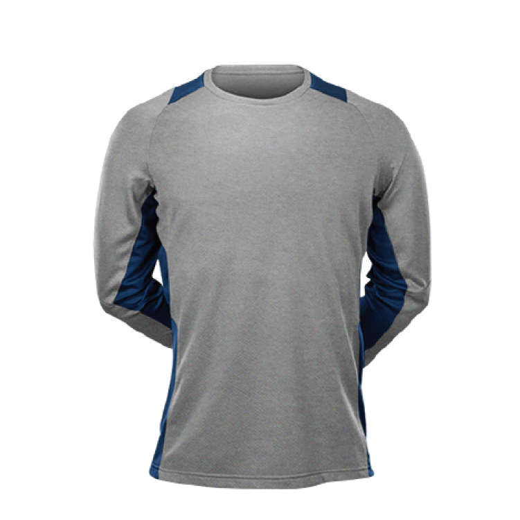 Fan Cloth Color Block Long Sleeve Performance Tee Navy