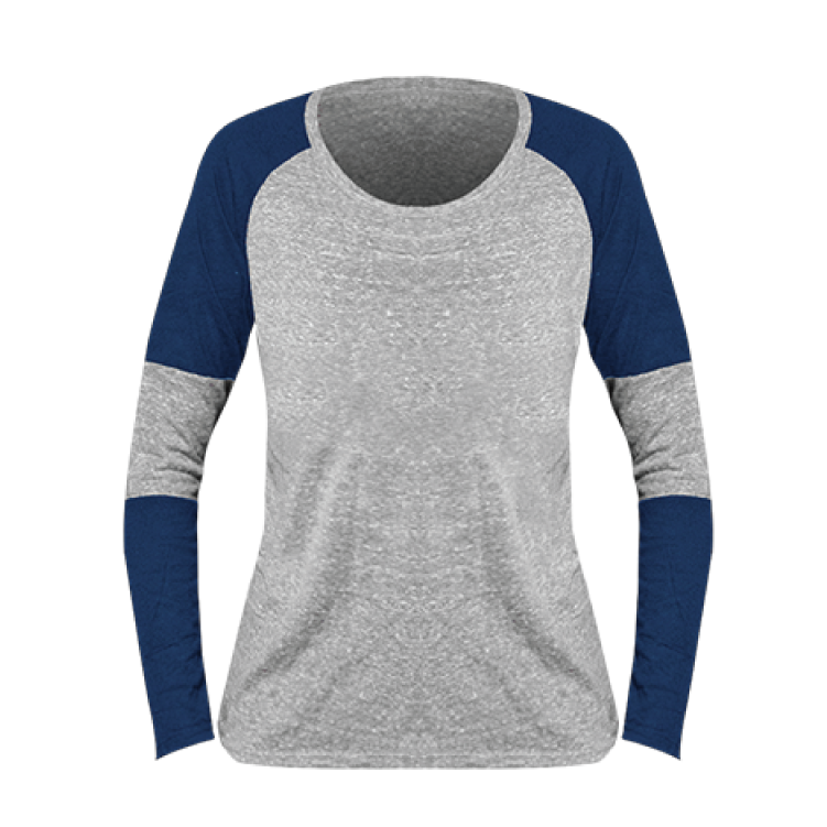 Fan Cloth Ladies' Color Blocked Long Sleeve Tee Navy