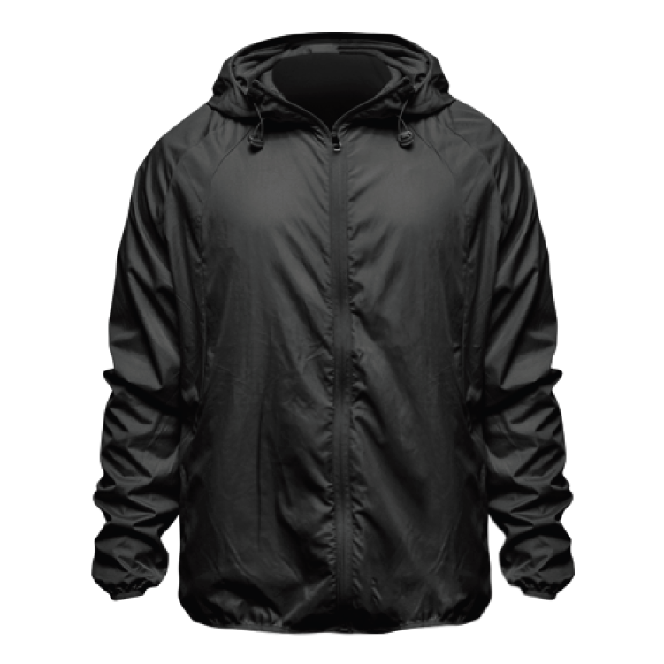 black windbreaker