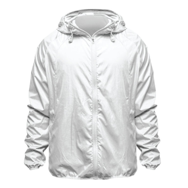 white windbreaker
