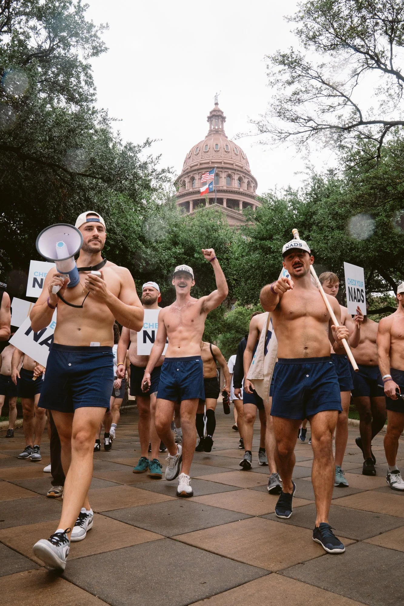 Participants gather at the NADS ‘Check Your Nads’ March in Austin supporting Testicular Cancer Awareness Foundation and raising awareness for early detection.