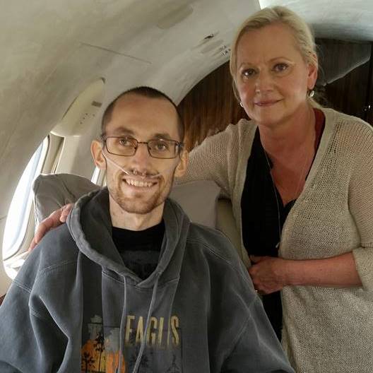 Jordan and Kim travelling home from Denver by private jet on May 27th, courtesy of a Stage 3c testicular cancer survivor who was inspired by Jordan's story back when they had been diagnosed in 2013.