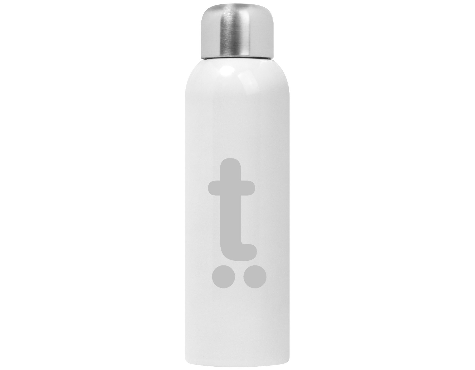 "t" Etched Stainless Steel Water Bottle - White