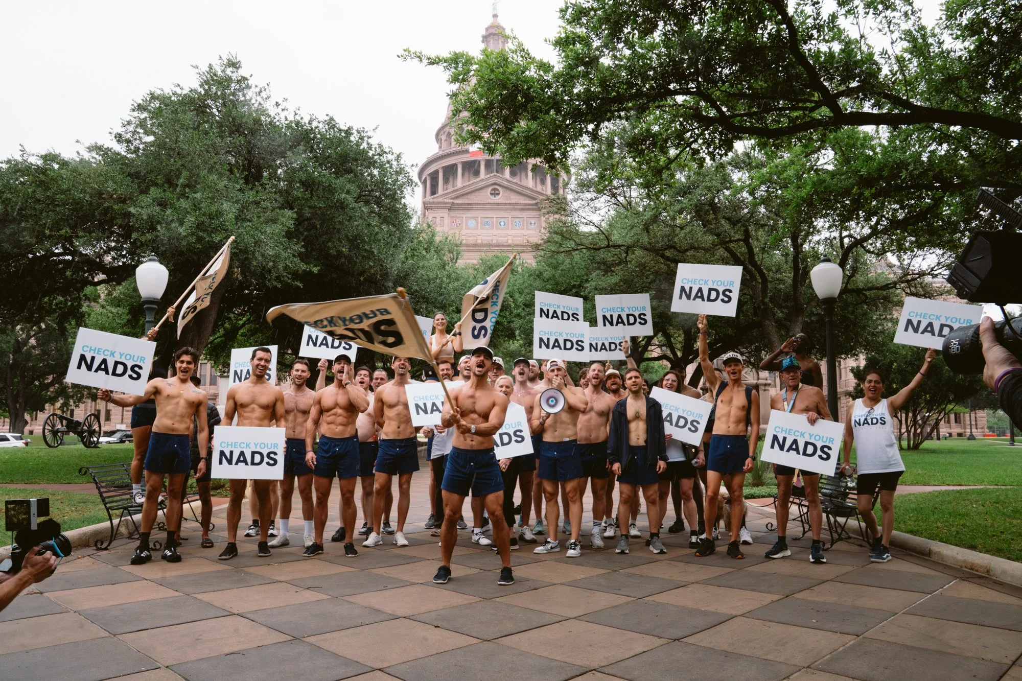 Participants gather at the NADS ‘Check Your Nads’ March in Austin supporting Testicular Cancer Awareness Foundation and raising awareness for early detection.