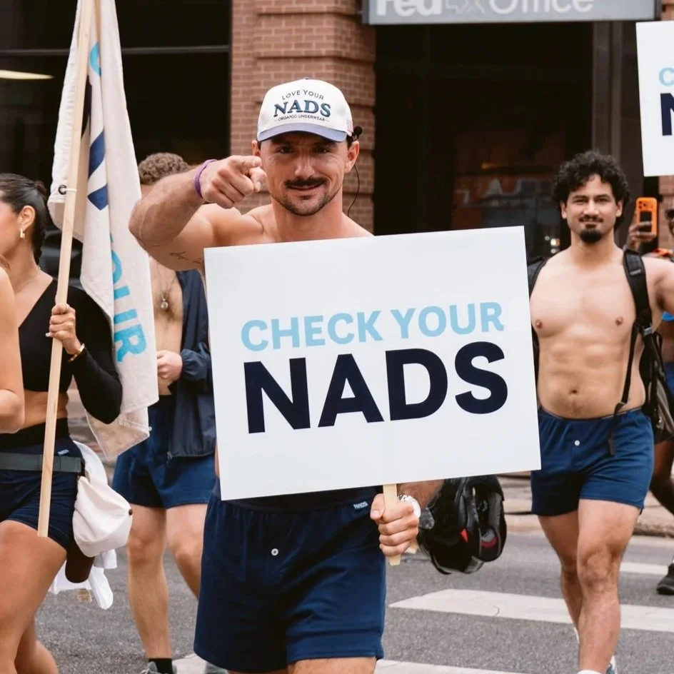 Participants gather at the NADS ‘Check Your Nads’ March in Austin supporting Testicular Cancer Awareness Foundation and raising awareness for early detection.