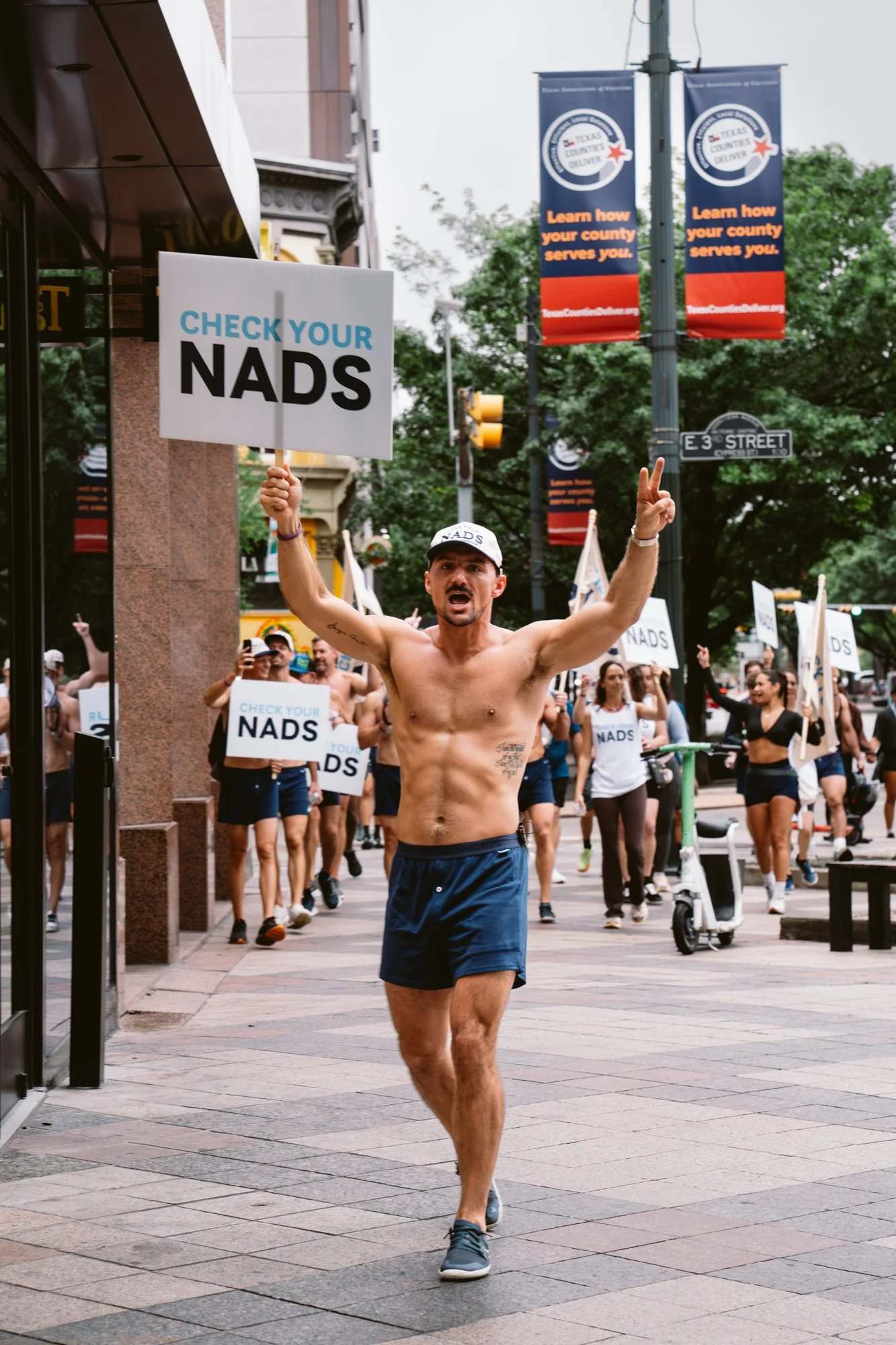 Participants gather at the NADS ‘Check Your Nads’ March in Austin supporting Testicular Cancer Awareness Foundation and raising awareness for early detection.
