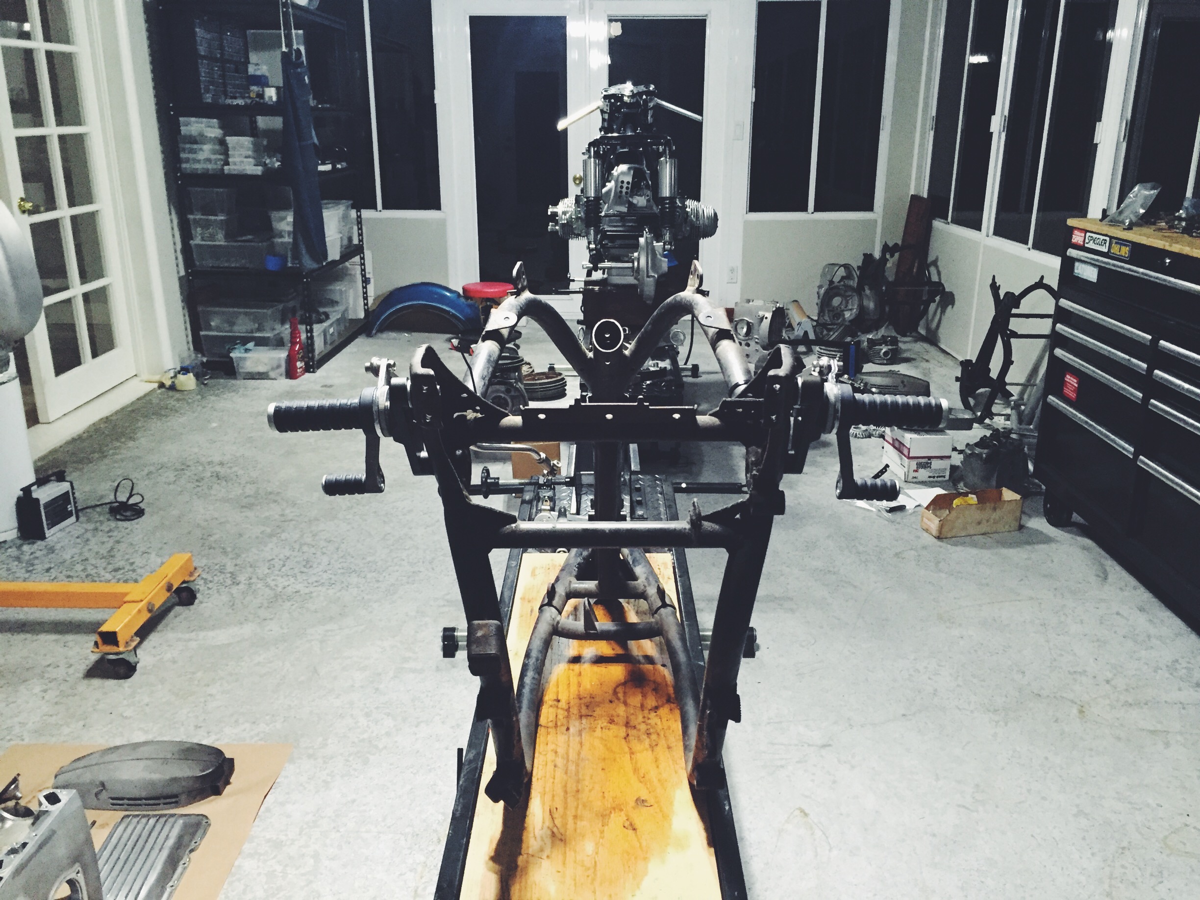 The rear-set brackets I developed with a friend was a success. These mount on directly to dual-shock airhead frames. Universal Tarrozzi or any other similar rear-sets will be able to be mounted on. I'm trying to find a more cost effective way to get these made.