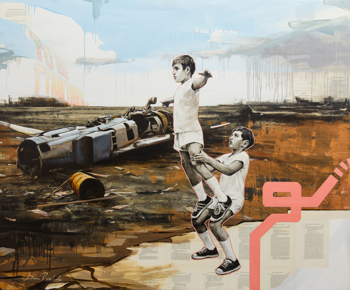 oil, arylic, and mixed media on canvas. 66 x 80 inches. 2014. sold