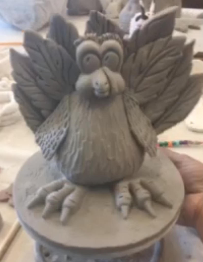 Unglazed ceramic turkey