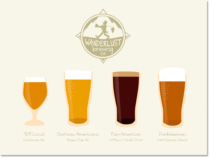 Wanderlust Beer Illustrations - Flagstaff, AZ