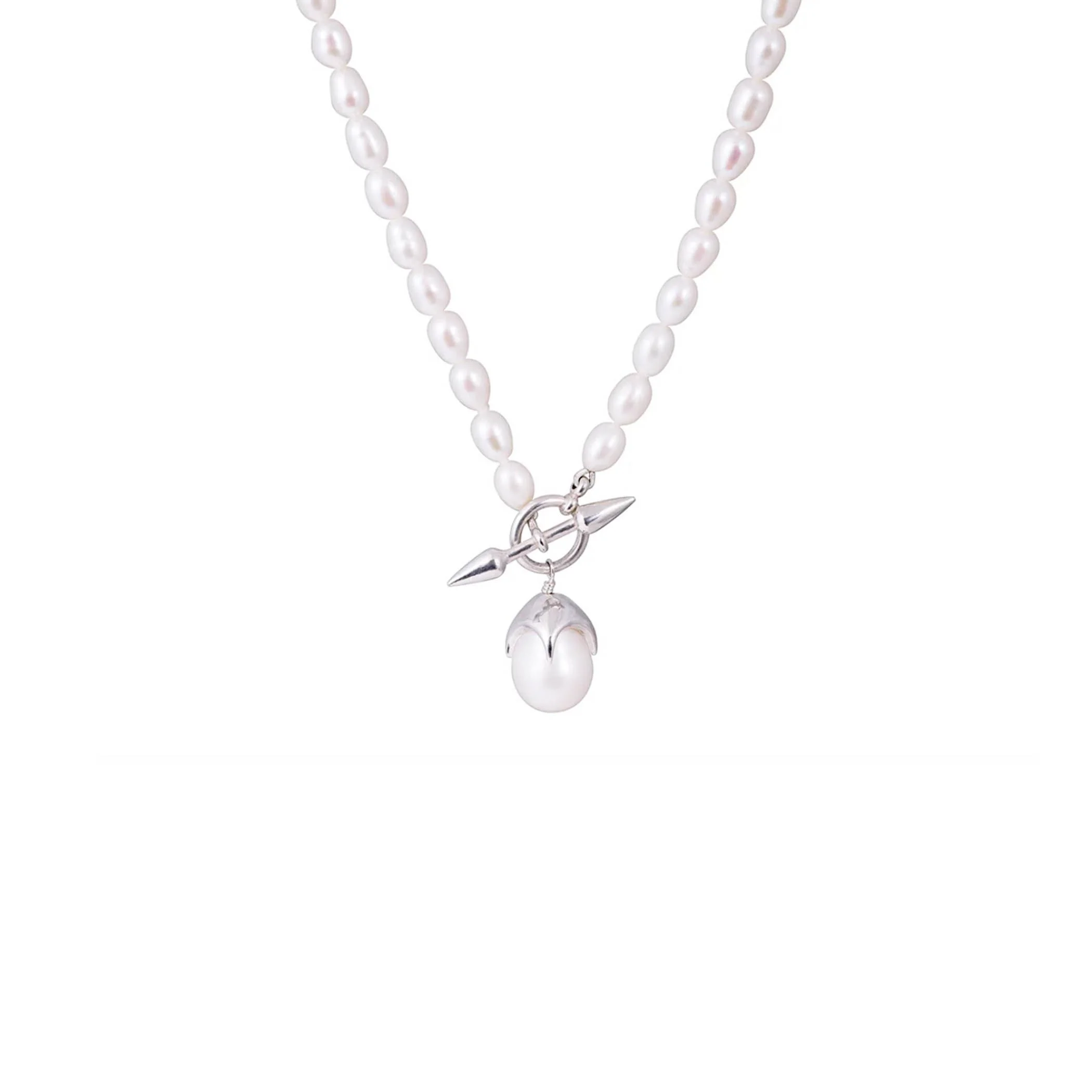 siren necklace. genuine freshwater pearls with sterling silver
