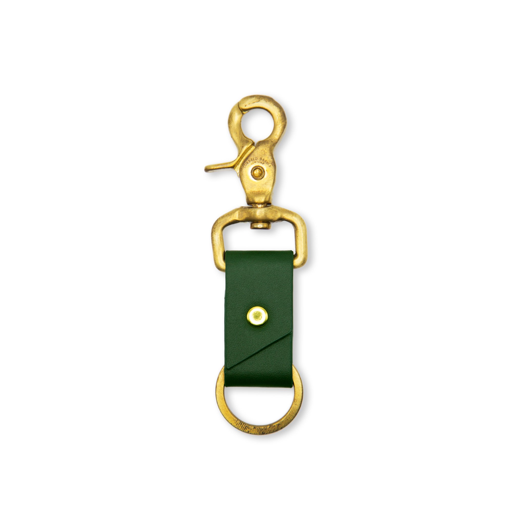 Green Leather Keychain Clip — THE HUNT NYC