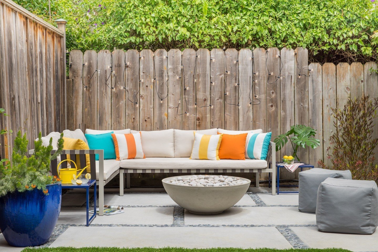 This not a drill: ⁠Summer is days away!  Spruce up your yard with these easy upgrades:  Cafe lights, propane fire pit, and plenty of seating. Remember that stools can serve as side tables -- creating a flexible mix for endless lounging configurations