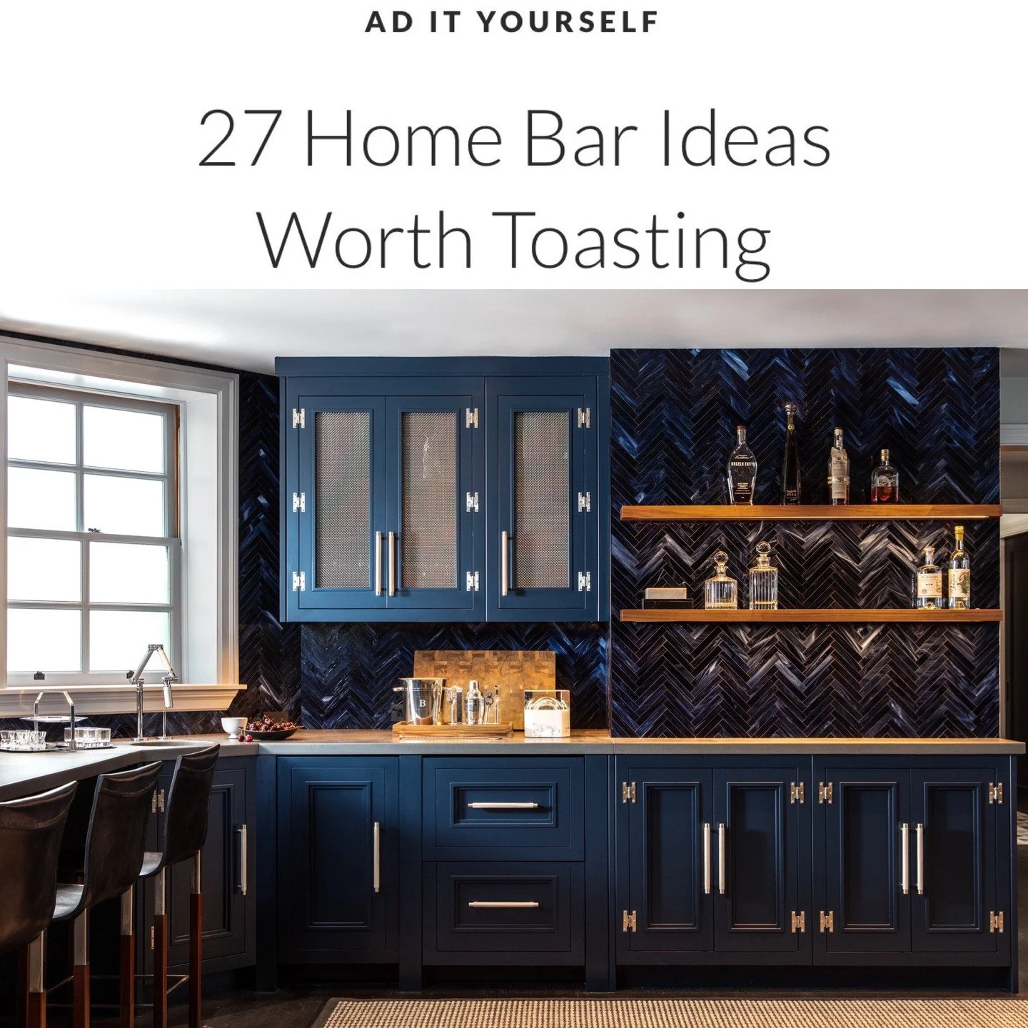 ⁠Display your liquor and mixers in style by installing floating shelves. Don't hide baby on a 24" deep counter behind 14 of her 1/2 finished bottle friends! ⁠
⁠
📸: @kuohphotography⁠ as seen on @archdigest ⁠
⁠
#studiomunroe #roomoftheday #roomwi