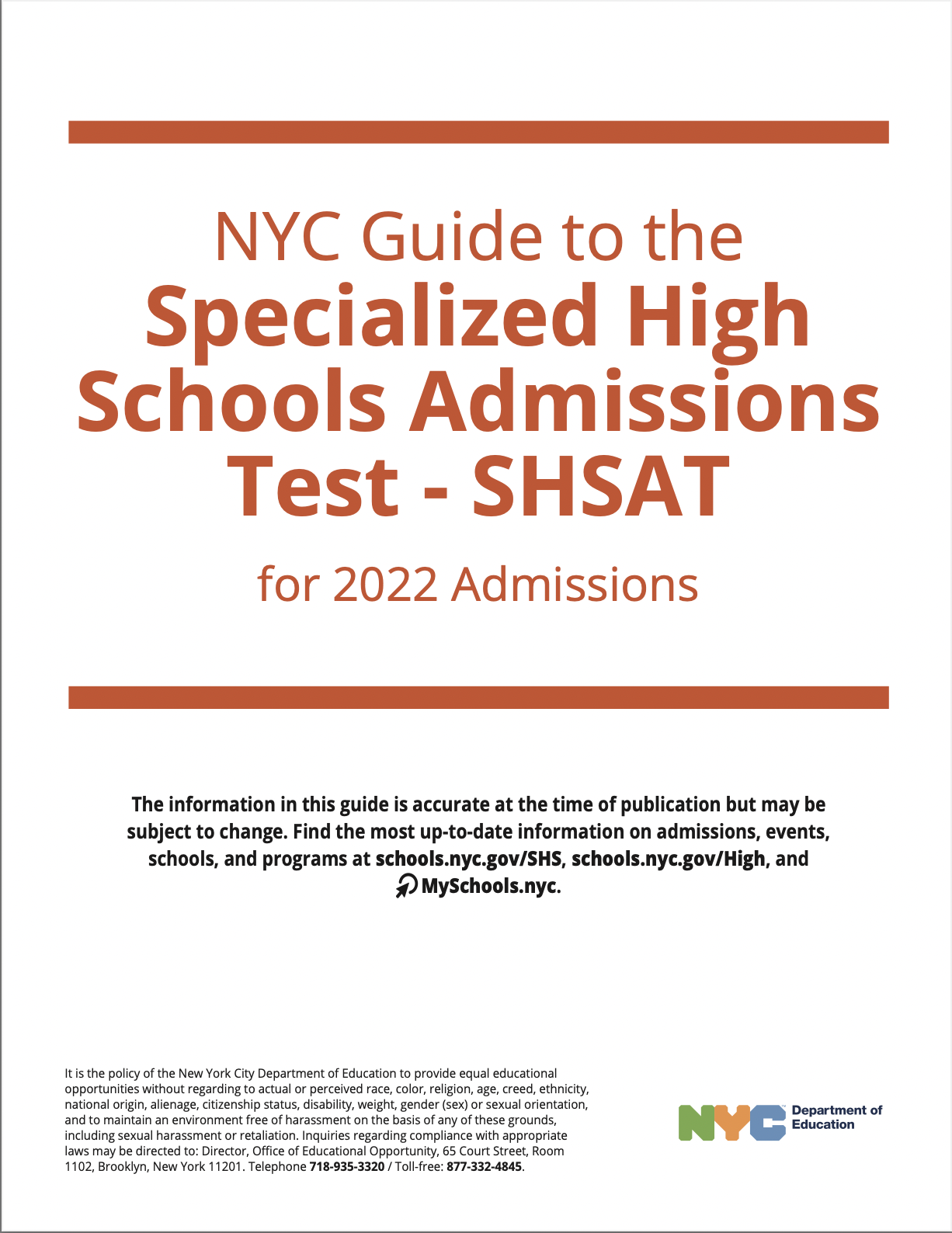 2021 - 2022 SHSAT Student Handbook