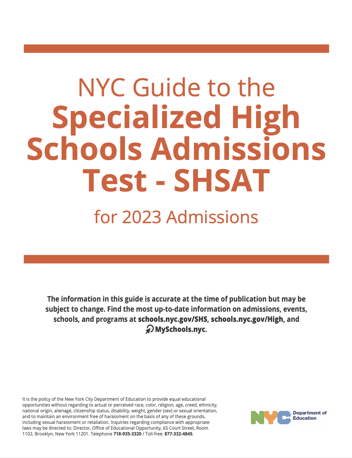 2022 - 2023 SHSAT Student Handbook