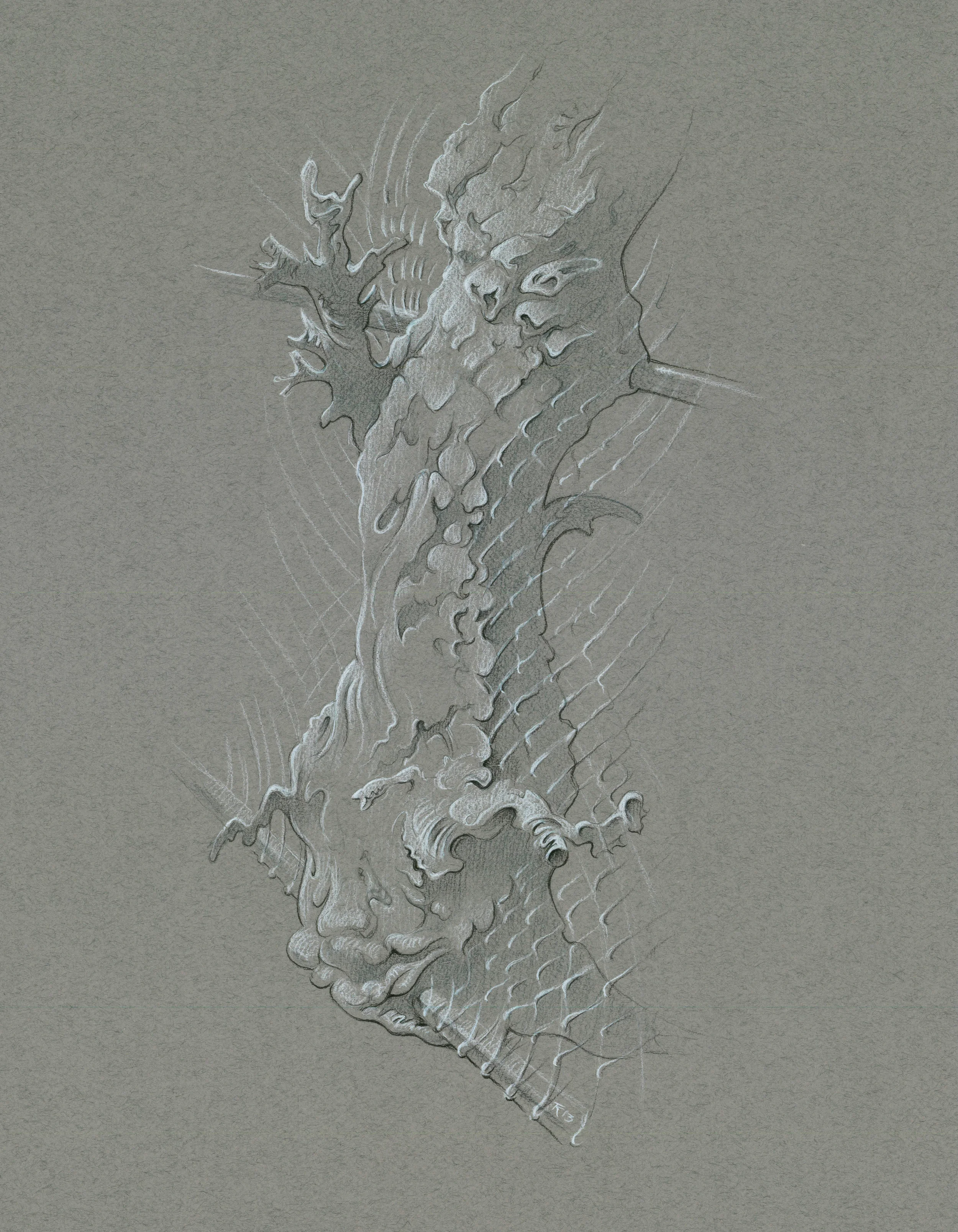 Fence Tree (colored pencil on paper) 14" X 18"