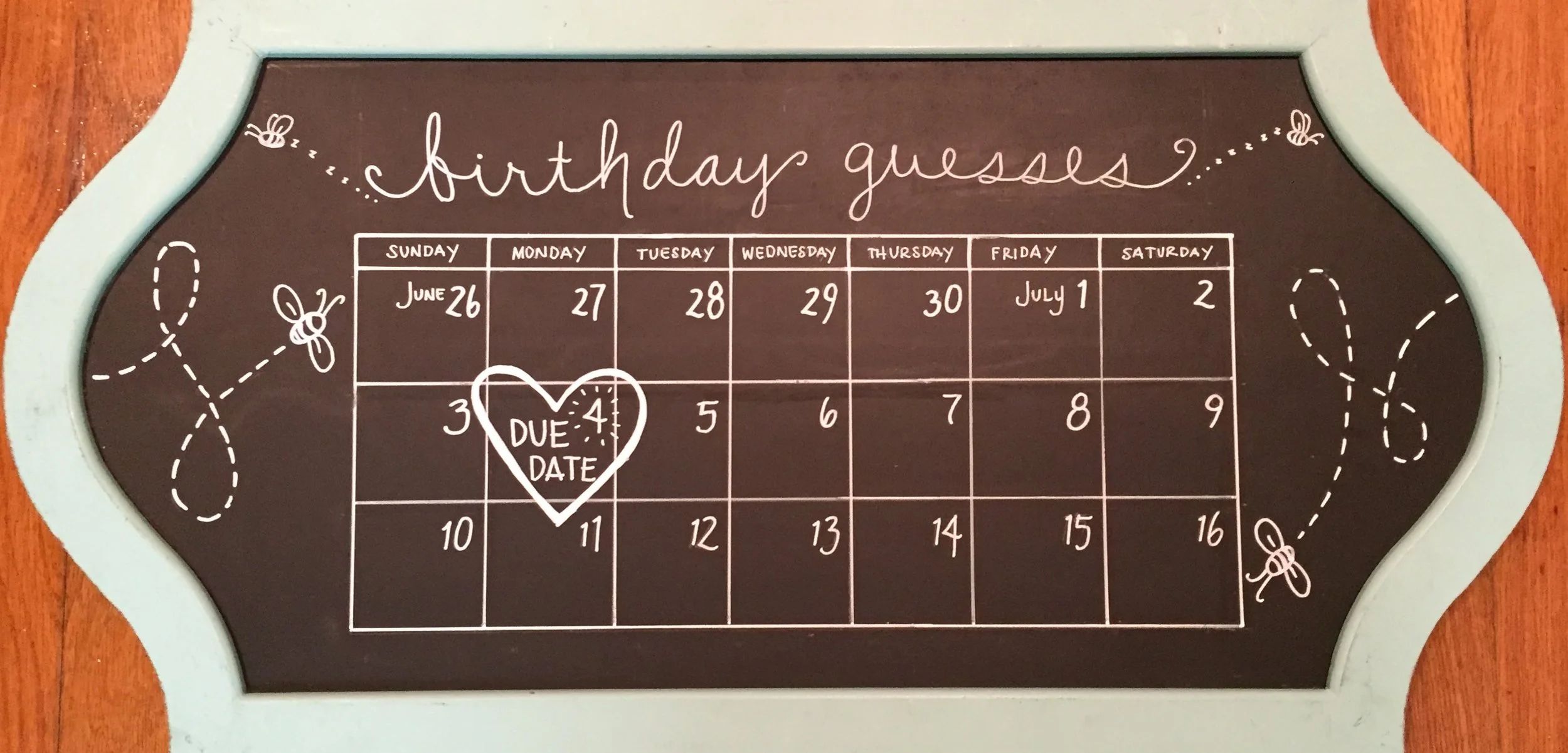 Baby Birthday Guesses Calendar
