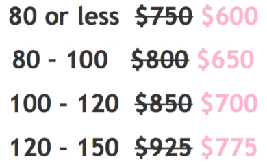 *Prices based on guest count and are GST exclusive