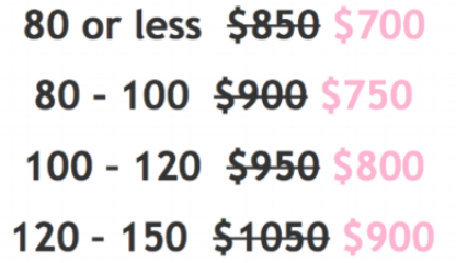 *prices based on guest count and are GST exclusive