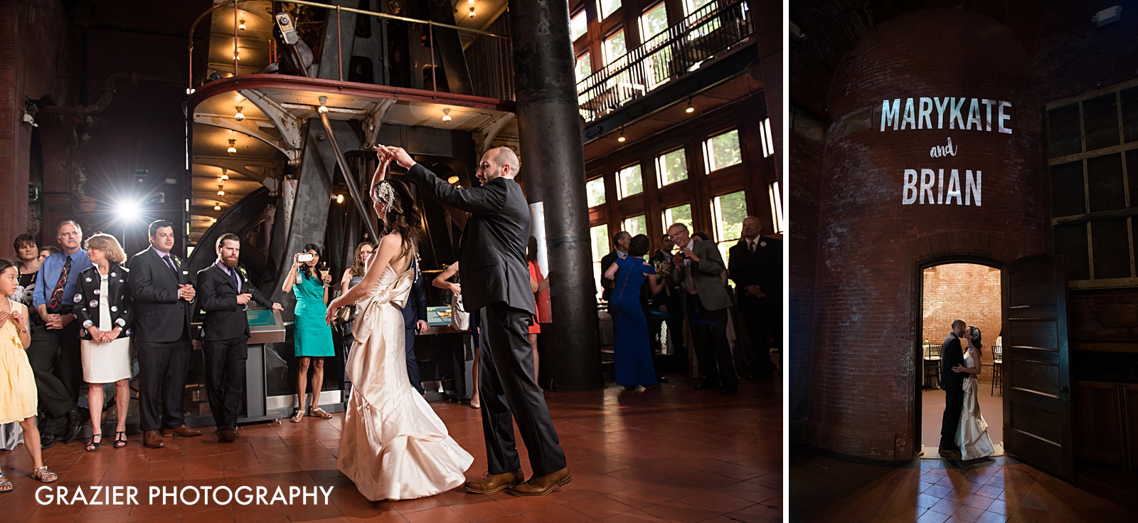 Metropolitan Waterworks Museum Wedding, Boston, by Grazier Photography, unique bride and groom portrait #industrialwedding #waterworkswedding #bostonwedding #bostonweddingphotography